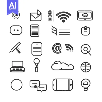 Aset desain premium: A Collection of Simple Black and White Digital Icons