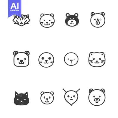 Aset desain premium: A Collection of Simple, Cute Animal Icons
