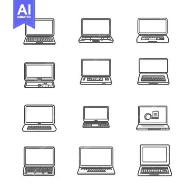 A Collection of Simple, Hand-Drawn Laptop Icons