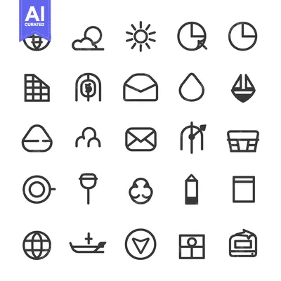 Aset desain premium: A Collection of Simple Line Icons for Various Concepts
