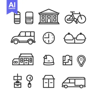 A Collection of Simple Line Icons for Various Objects and Concepts