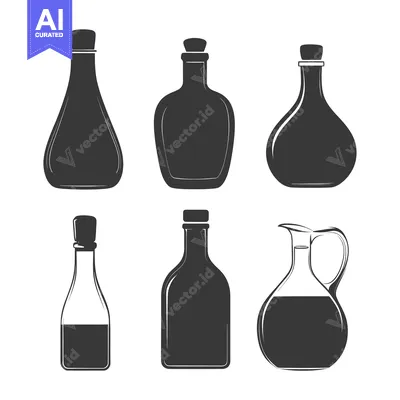 Aset premium populer: A Collection of Six Different Glass Bottles with Closures