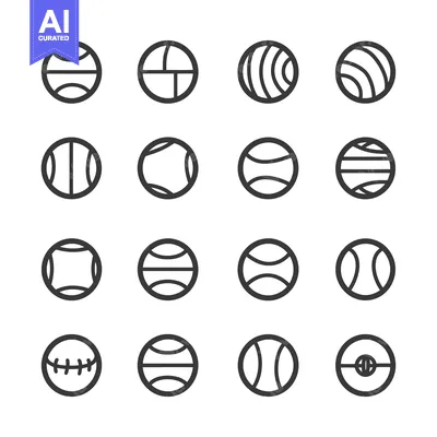 Aset desain premium: A Collection of Sixteen Black and White Ball Icons