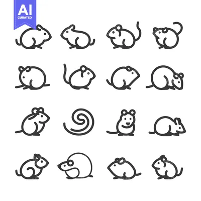 Premium design asset: A Collection of Sixteen Black and White Mouse Icons