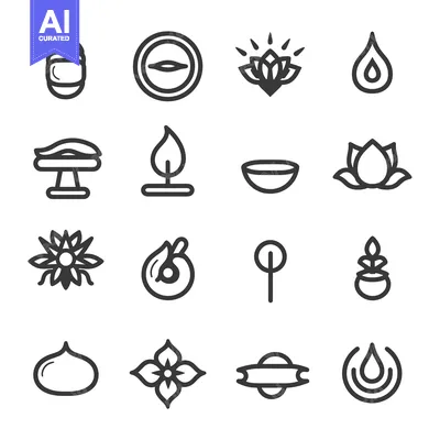 Aset desain premium: A Collection of Sixteen Black and White Outline Icons Depicting Variou