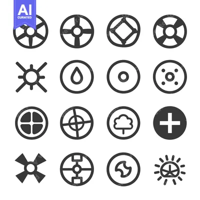 Aset premium populer: A Collection of Sixteen Circular Icons with Various Symbols and Design