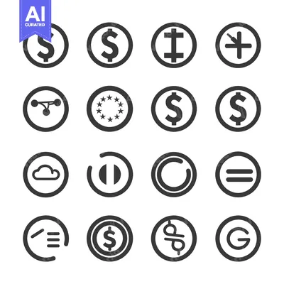Aset premium populer: A Collection of Sixteen Circular Symbols with Various Designs