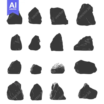 Premium design asset: A Collection of Sixteen Hand-Drawn Rock Silhouettes