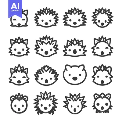 Aset premium populer: A Collection of Sixteen Hedgehog Illustrations