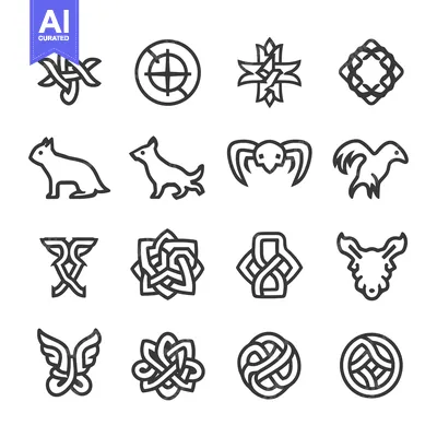 Premium design asset: A Collection of Sixteen Intricate Line Art Designs