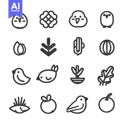 Aset premium populer: A Collection of Sixteen Line Art Illustrations Depicting Nature, Anima