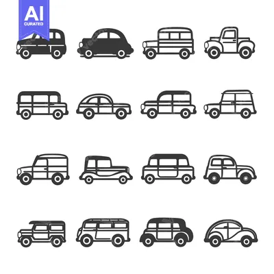 Premium design asset: A Collection of Sixteen Vintage Car Icons
