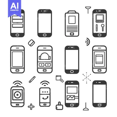 Aset premium populer: A Collection of Smartphone and Mobile Device Icons