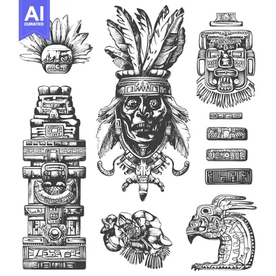 Premium design asset: A Collection of Stylized Aztec Art Motifs