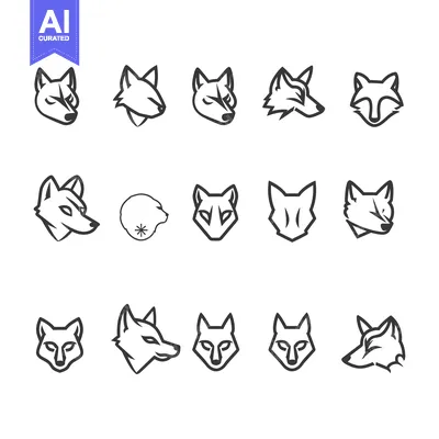 Premium design asset: A Collection of Stylized Fox Head Line Art Designs