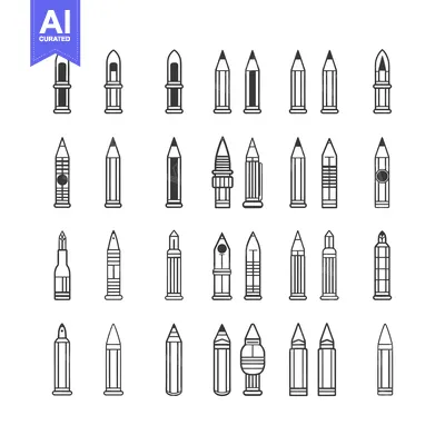 Aset desain premium: A Collection of Stylized Pencil Illustrations with Unique Designs