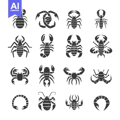 Aset premium populer: A Collection of Stylized Scorpion and Crab Illustrations