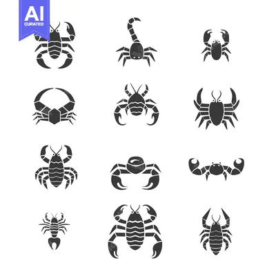 Aset premium populer: A Collection of Stylized Scorpion and Crab Illustrations