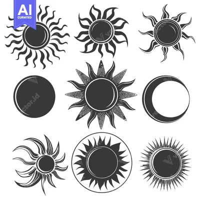Aset premium populer: A Collection of Stylized Sun and Moon Icons