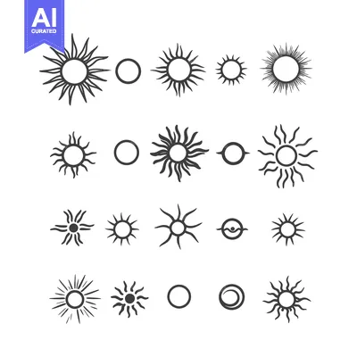 Aset desain premium: A Collection of Sun and Circle Design Elements