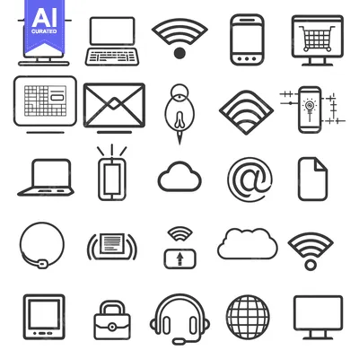 Aset premium populer: A Collection of Technology and Communication Icons