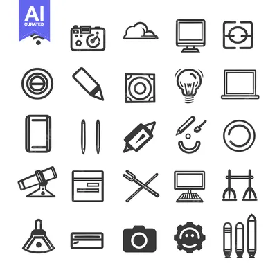 Aset desain premium: A Collection of Technology, Design, and Other Assorted Icons
