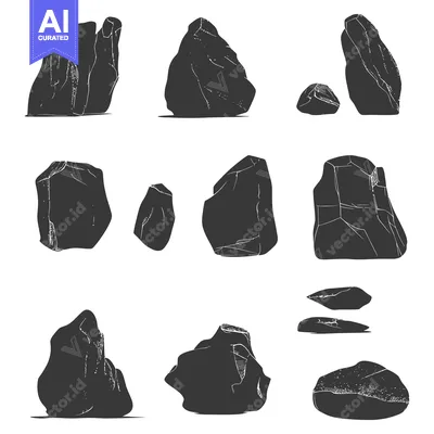 Popular premium asset: A Collection of Ten Black and White Sketches of Rocks