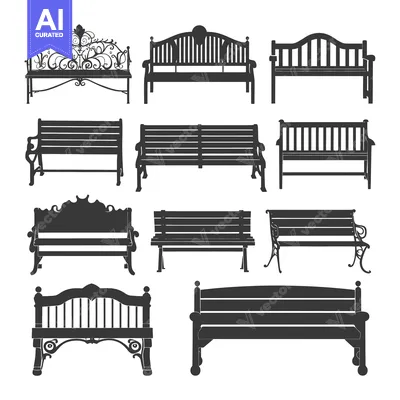 Aset desain premium: A Collection of Ten Different Styles of Park Benches
