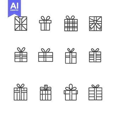 Popular premium asset: A Collection of Twelve Gift Box Line Icons