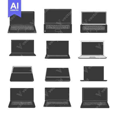 A Collection of Twelve Laptop Silhouettes in Various Configurations