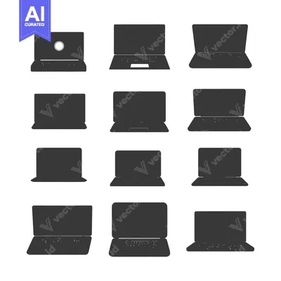 A Collection of Twelve Silhouettes of Laptops
