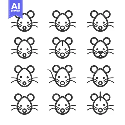 Aset premium populer: A Collection of Twelve Simple Mouse Line Drawings