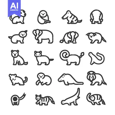 Premium design asset: A Collection of Twenty Animal Illustrations in a Line Art Style