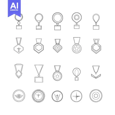 Aset premium populer: A Collection of Twenty Award, Medal, and Trophy Icons