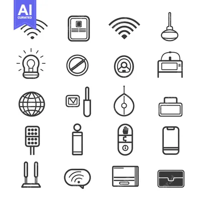 Aset premium populer: A Collection of Twenty Black and White Line Icons