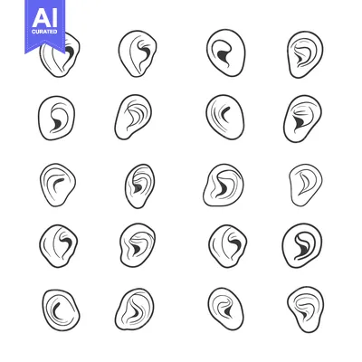 Aset premium populer: A Collection of Twenty Ear Outline Illustrations
