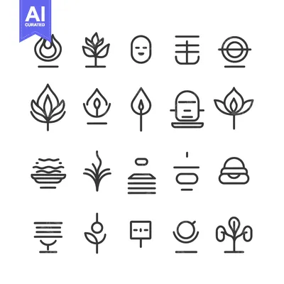 Aset premium populer: A Collection of Twenty Four Abstract Line Art Icons