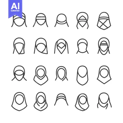 A Collection of Twenty Line Art Icons Depicting Different Styles of Hi