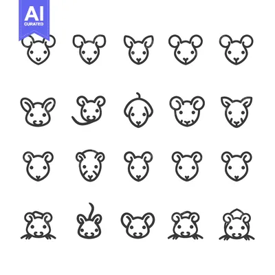 Aset desain premium: A Collection of Twenty Mouse and Rat Head Icons