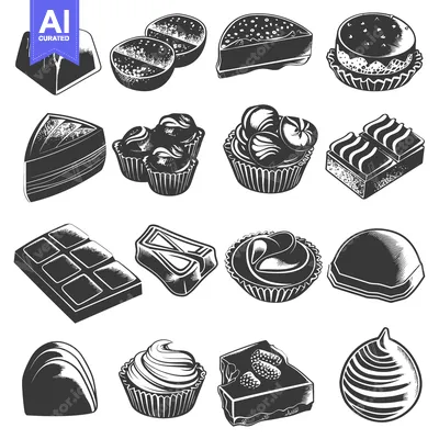 Aset desain premium: A Collection of Various Chocolate Candies and Confections