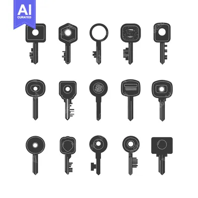 Premium design asset: A Collection of Various Key Shapes and Designs in Black and White