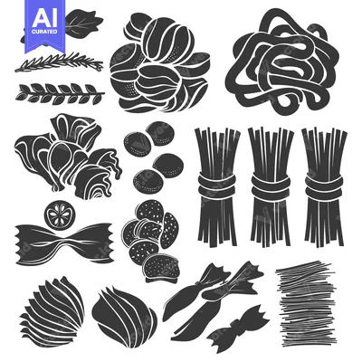 A Collection of Various Pasta Shapes in Silhouette