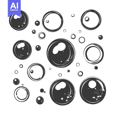Aset desain premium: A collection of various sized black and white circles.