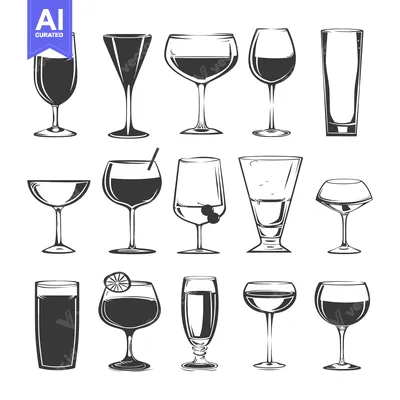 A Collection of Various Wine and Cocktail Glasses