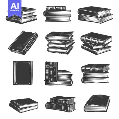 Aset desain premium: A Collection of Vintage Book Illustrations in Black and White