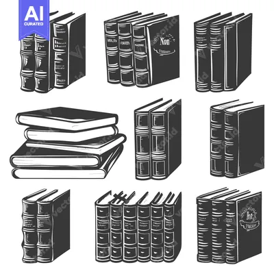 Aset desain premium: A Collection of Vintage Book Illustrations in Black and White