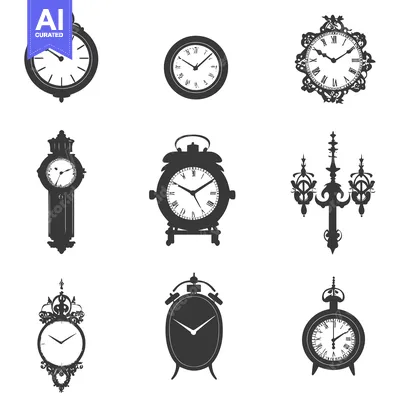 A Collection of Vintage Clock and Timepiece Silhouettes