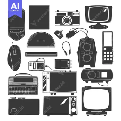 A Collection of Vintage Electronic Devices in Silhouette