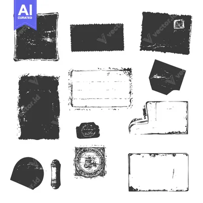 Aset premium populer: A Collection of Vintage Grunge Stamps and Frames