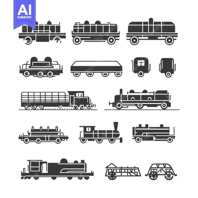 Aset desain premium: A Collection of Vintage Railway Carriages and Locomotives